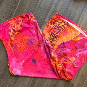 Vibrant Pink and Orange Fitted Maxi Dress